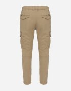  Pantaloni Bej închis Cargo din Bumbac cu Buzunare cu Clapete cu Șnur Zailine