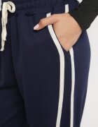  Pantaloni bleumarin largi cu adaos de viscoză cu talie înaltă și curea Lulula
