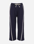  Pantaloni bleumarin largi cu adaos de viscoză cu talie înaltă și curea Lulula