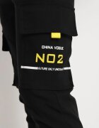  Pantaloni Cargo Negri din bumbac cu talie elastică și buzunare oblice Terelisa