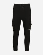  Pantaloni Cargo Negri din bumbac cu talie elastică și buzunare oblice Terelisa