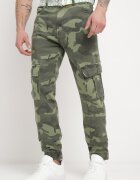  Pantaloni cargo verde închis cu buzunare cusute și curea Siavera