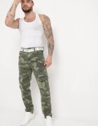  Pantaloni cargo verde închis cu buzunare cusute și curea Siavera