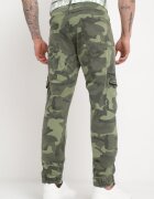  Pantaloni cargo verde închis cu buzunare cusute și curea Siavera
