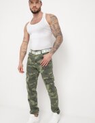  Pantaloni cargo verde închis cu buzunare cusute și curea Siavera
