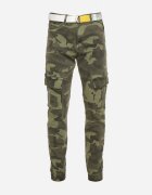  Pantaloni cargo verde închis cu buzunare cusute și curea Siavera