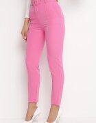 Pantaloni de costum croiți roz cu curea din material cu cataramă Kerriy