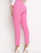  Pantaloni de costum croiți roz cu curea din material cu cataramă Kerriy