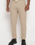  Pantaloni de trening bej închis din bumbac cu talie înaltă și șnururi decorative Arsiala