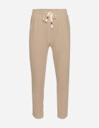 Pantaloni de trening bej închis din bumbac cu talie înaltă și șnururi decorative Arsiala