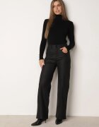  Pantaloni drepți din material cerat Orette Negri