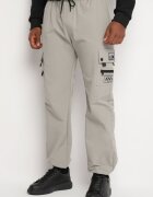  Pantaloni Gri Cargo Militari cu Imprimeu Decorativ și Imitație de Fermoar Sinirielle