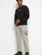  Pantaloni Gri Cargo Militari cu Imprimeu Decorativ și Imitație de Fermoar Sinirielle