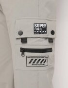  Pantaloni Gri Cargo Militari cu Imprimeu Decorativ și Imitație de Fermoar Sinirielle