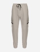  Pantaloni Gri Cargo Militari cu Imprimeu Decorativ și Imitație de Fermoar Sinirielle