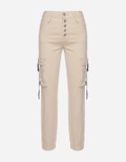 Pantaloni Joggere Bej deschis din bumbac cu talie înaltă și curea decorativă pe buzunar Bacara