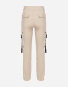  Pantaloni Joggere Bej deschis din bumbac cu talie înaltă și curea decorativă pe buzunar Bacara