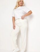  Pantaloni largi drepți bej deschis cu elastic în talie și talie înaltă Trantia