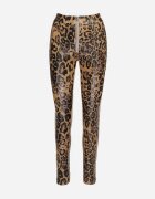  Pantaloni Maro Căptușiți cu imprimeu leopard cu talie înaltă din imitație de piele Decorați cu fermoar Filanis