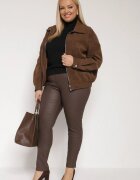  Pantaloni maro închis Skinny Push Up Zami