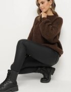  Pantaloni Modelatori Skinny Negri din Imitație de Piele Natividade