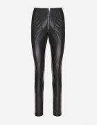  Pantaloni Negri Căptușiți cu talie înaltă din imitație de piele Decorați cu fermoar Filanis