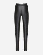  Pantaloni Negri Căptușiți cu talie înaltă din imitație de piele Decorați cu fermoar Filanis