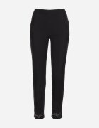  Pantaloni Negri cu Elastic în Talie cu Buzunare și Finisați cu Broderie Decorativă Starola