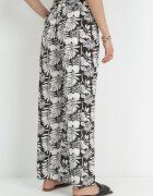  Pantaloni negri cu flori din viscoză Eleanie