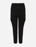  Pantaloni negri de trening Joggeri cu buzunare cargo și elastic în talie Naonora
