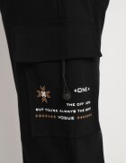  Pantaloni Negri din bumbac tip Cargo cu șnur în talie Lotilie