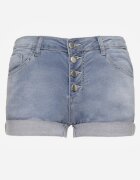  Pantaloni scurți albastri clasici de denim cu talie înaltă și bumbac închiși cu nasturi Nelabelle