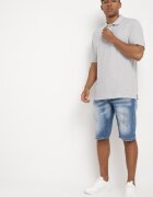  Pantaloni scurți albaștri de blugi cu rupturi și Curea din imitație de piele Tleasa