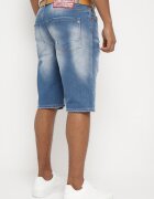  Pantaloni scurți albaștri de blugi cu rupturi și Curea din imitație de piele Tleasa