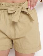  Pantaloni scurți bej cu elastic în talie și curea din material textil Filalilena