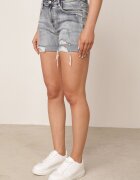  Pantaloni scurți de blugi din bumbac albastru deschis cu croială clasică cu talie înaltă și rupturi Vimishas
