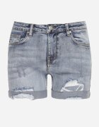  Pantaloni scurți de blugi din bumbac albastru deschis cu croială clasică cu talie înaltă și rupturi Vimishas