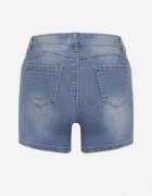 Pantaloni scurți din denim albaștri cu fundă decorativă și talie înaltă Ilbia