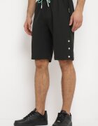  Pantaloni scurți negri de trening cu șnur în talie și cu capse metalice Tharnni