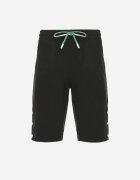  Pantaloni scurți negri de trening cu șnur în talie și cu capse metalice Tharnni