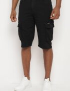  Pantaloni scurți negri din bumbac până la genunchi cu buzunare cu clapete Glicilla