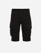  Pantaloni scurți negri din bumbac până la genunchi cu buzunare cu clapete Glicilla