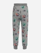  Pantaloni sport gri închis cu elastic în talie și imprimeu cu motiv de dinozauri Egorita