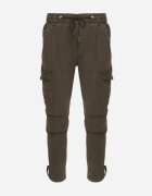  Pantaloni Verzi Cargo din Bumbac cu Buzunare cu Clape cu Cordon Zailine