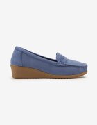  Pantofi Albastri Mocasini pe Pană Rosazara
