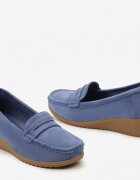  Pantofi Albastri Mocasini pe Pană Rosazara