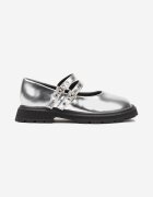  Pantofi argintii eleganti cu barete cu catarame Emmida