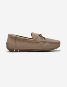  Pantofi Bej închis din piele ecologică în stil mocasini cu cusături și fundă Randaca