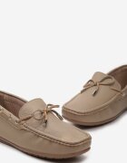  Pantofi Bej închis din piele ecologică în stil mocasini cu cusături și fundă Randaca