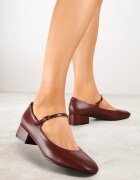  Pantofi cu toc Bordeaux în stil Mary Jane cu cataramă Kareoma